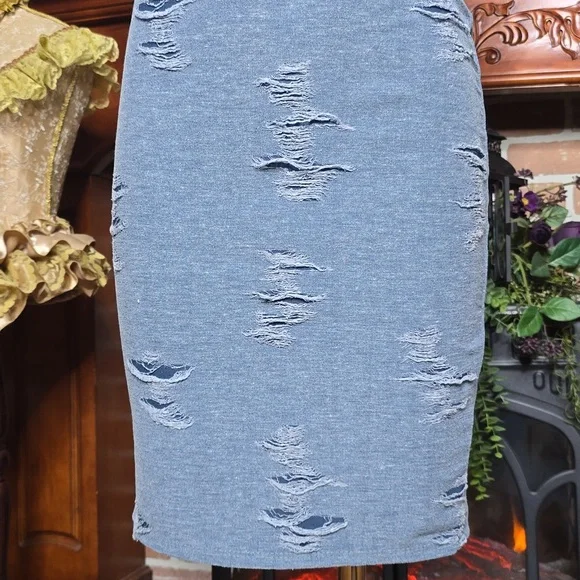 NWT Distressed Mini Dress from Love Culture SM Blue - Picture 3 of 6